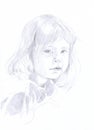 Little girl - pencil drawing Royalty Free Stock Photo