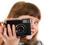 Little Girl with Photo Camera Royalty Free Stock Photo