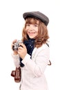 Little girl photographer with old camera Royalty Free Stock Photo