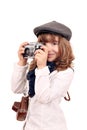 Little girl photographer with old camera Royalty Free Stock Photo