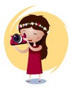 Little Girl Photographer vector illustration Royalty Free Stock Photo