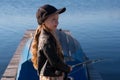 Little girl on the pier Royalty Free Stock Photo