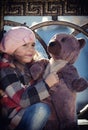 Little girl in a pink beret Royalty Free Stock Photo