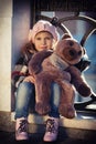 Little girl in a pink beret Royalty Free Stock Photo