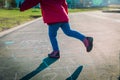 Little girl play hopscotch on urban playground Royalty Free Stock Photo