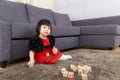 Little girl play toy block Royalty Free Stock Photo