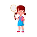 little girl player play tennis cartoon vector Royalty Free Stock Photo