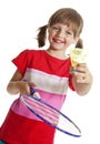 Little girl playing badminton Royalty Free Stock Photo