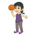 Little girl playing basketball cartoon Royalty Free Stock Photo