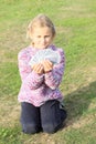 Little girl playing cards Royalty Free Stock Photo