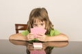 Little girl playing cards Royalty Free Stock Photo