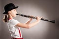 Little girl playing clarinet Royalty Free Stock Photo