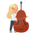 Little girl playing contrabass