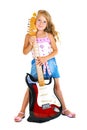 Little girl playing electric guitar Royalty Free Stock Photo