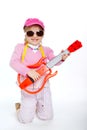 Little girl playing electric guitar hardcore Royalty Free Stock Photo