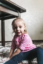 Little girl is playing with foam balls Royalty Free Stock Photo