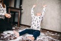 Little girl is playing with foam balls Royalty Free Stock Photo