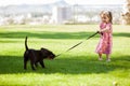 Little girl playing with her dog Royalty Free Stock Photo