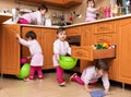 Little girl playing in the kitchen Royalty Free Stock Photo