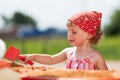 Little girl playing outdoors