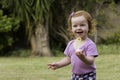 Little girl playing outdoors bubbles Royalty Free Stock Photo