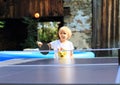 Little girl playing ping-pong Royalty Free Stock Photo