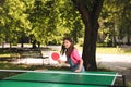 Little girl playing ping pong Royalty Free Stock Photo