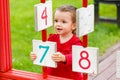 Little girl playing on the playground Royalty Free Stock Photo