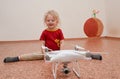 Little girl playing with quadrocopter Royalty Free Stock Photo