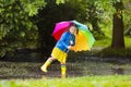 Little girl with umbrella in the rain Royalty Free Stock Photo