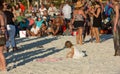 Little girl Playing in Sand at Drum Circle Royalty Free Stock Photo