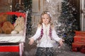Little girl playing with snow Royalty Free Stock Photo