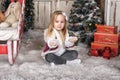 Little girl playing with snow Royalty Free Stock Photo