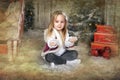 Little girl playing with snow Royalty Free Stock Photo