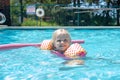 Little girl playing at the swimming pool Royalty Free Stock Photo