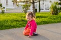 Little girl is playing in thr park Royalty Free Stock Photo