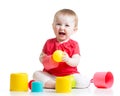 Little girl playing with toys Royalty Free Stock Photo