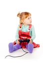 Little girl playing video games on the joystick Royalty Free Stock Photo