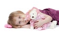 Little girl with plush toy bear Royalty Free Stock Photo