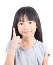 Little girl pointing up with her finger Royalty Free Stock Photo