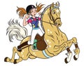 Little girl on a pony horse