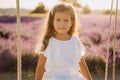 Little Girl Portrait on Lavander Field Background