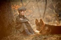 Little girl portrait in Soviet military uniform Royalty Free Stock Photo