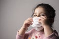 Little girl portrait wearing mask for protection from epidemic coronavirus