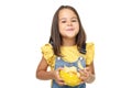 Little girl with potato chips