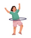 little girl practicing hula hoops