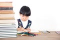 Little girl practicing writing in class