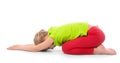 Little girl practicing yoga on white background Royalty Free Stock Photo