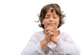 Little girl praying in church isolated Royalty Free Stock Photo