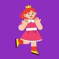 Little girl in Princess costume for Trick or Treat on white background. Royalty Free Stock Photo